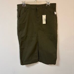 Sanctuary Womens Triple Threat Front Slit Midi Skirt Army Green Size 29 NWT